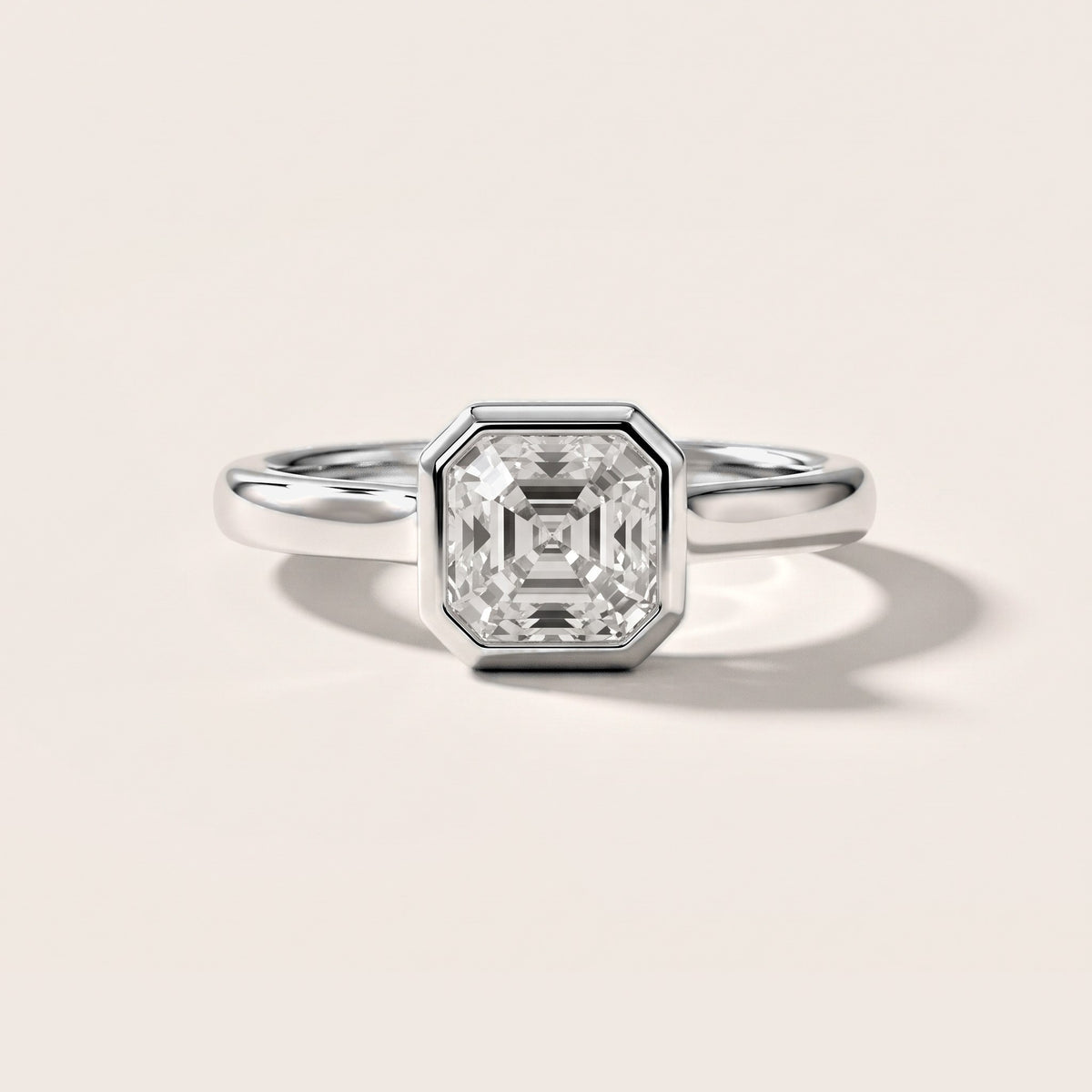 Jolie Bezel Solitaire Asscher Diamond Engagement Ring in Platinum [studio-metal-20261024]
