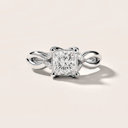 Luna Glow Twisted Princess Diamond Engagement Ring in White Gold [studio-metal-20261024]