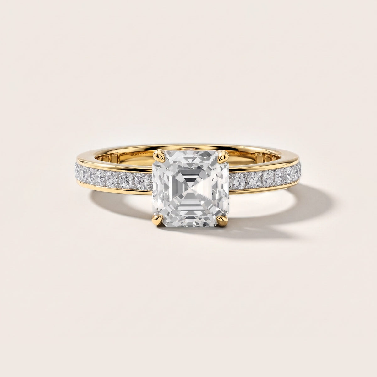 Brielle Channel Set Solitaire Asscher Diamond Engagement Ring in Yellow Gold [studio-metal-20261024]