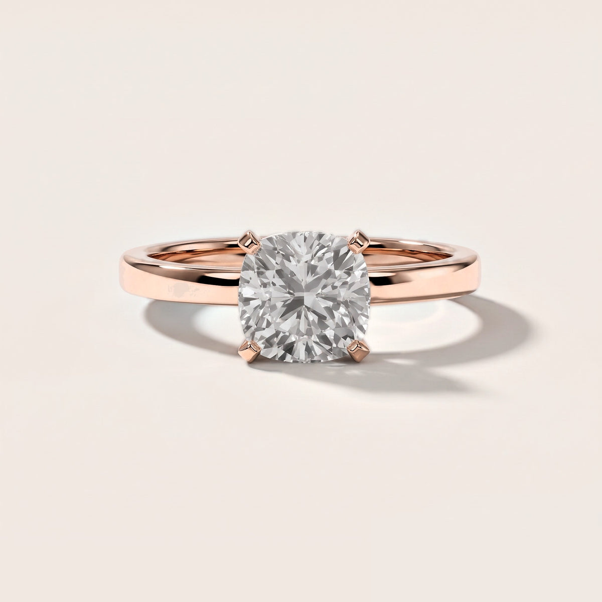 Liana Solitaire Claw Prong Cushion Diamond Engagement Ring in Rose Gold [studio-metal-20261024]