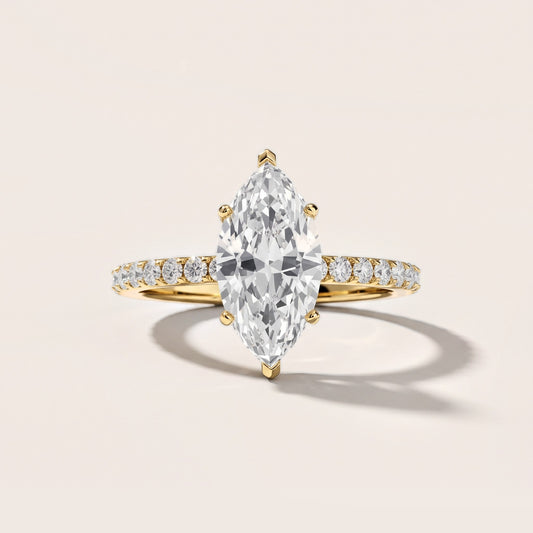 Juna French Pavé Solitaire Marquise Diamond Engagement Ring in Yellow Gold [studio-metal-20261024]
