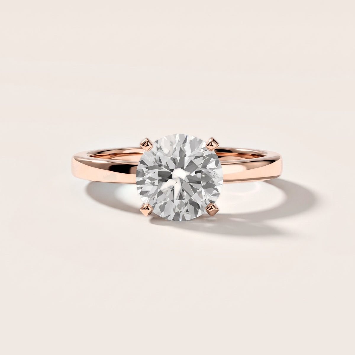 Liana Solitaire Claw Prong Round Diamond Engagement Ring in Rose Gold [studio-metal-20261024]