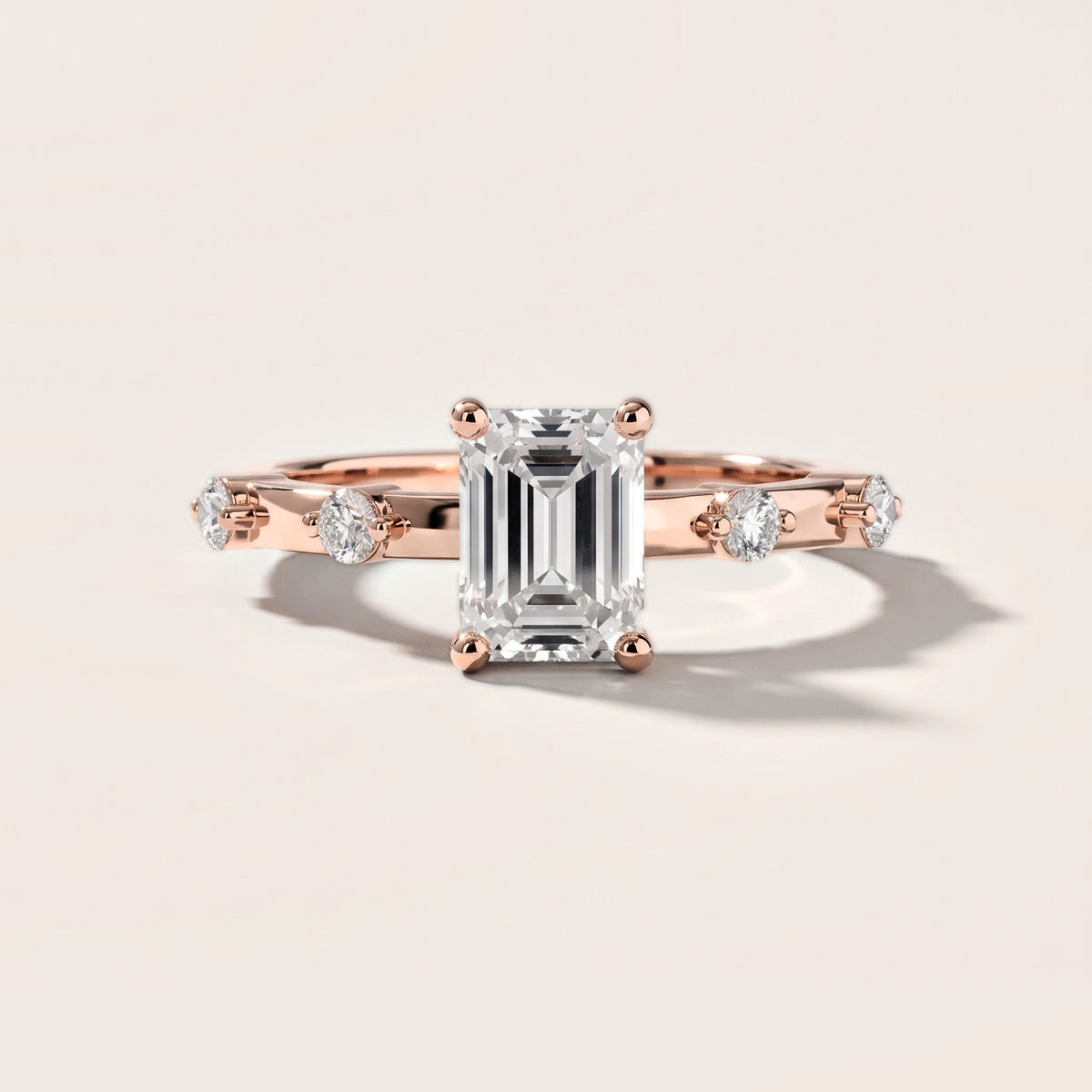 Elena Radiance Solitaire Emerald Diamond Engagement Ring in Rose Gold [studio-metal-20261024]
