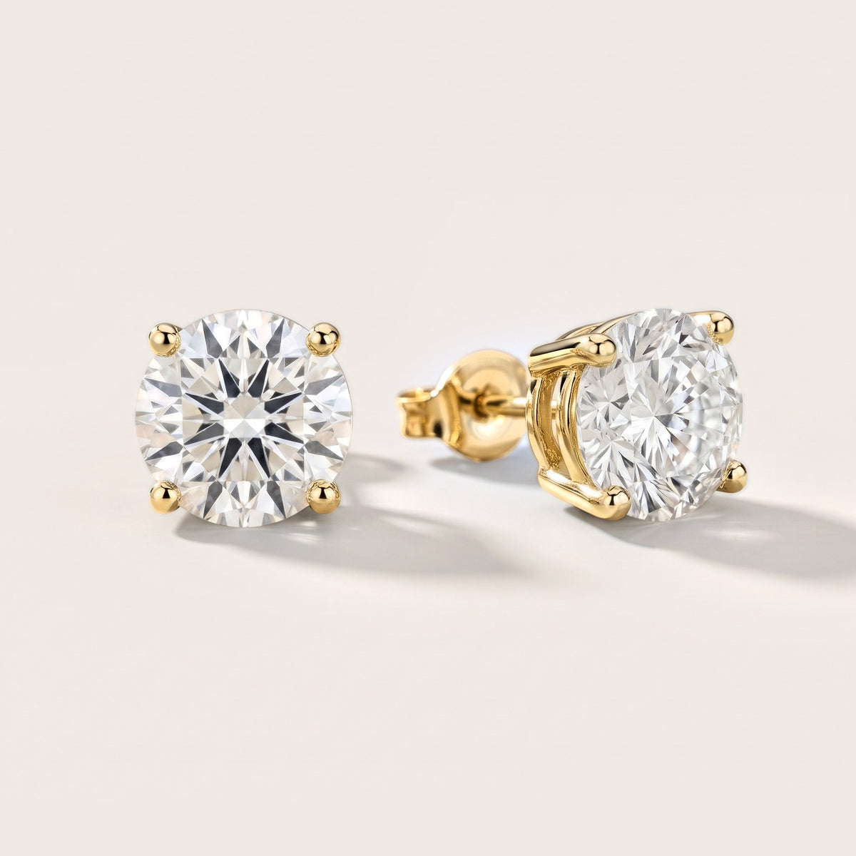 Four Prong Round Diamond Stud Earrings in Yellow Gold [studio-metal-20261024]