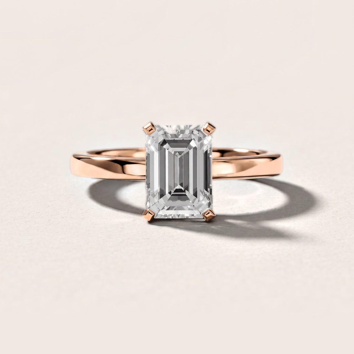 Liana Solitaire Claw Prong Emerald Diamond Engagement Ring in Rose Gold [studio-metal-20261024]