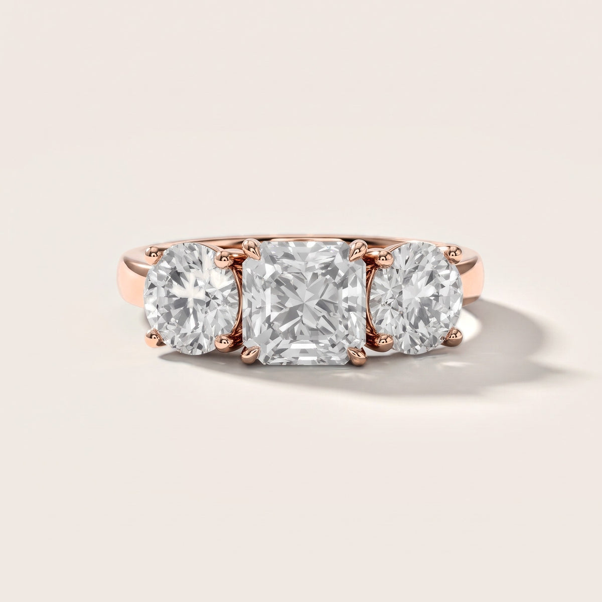 Esme Three-Stone Tapered Asscher Diamond Engagement Ring in Rose Gold [studio-metal-20261024]