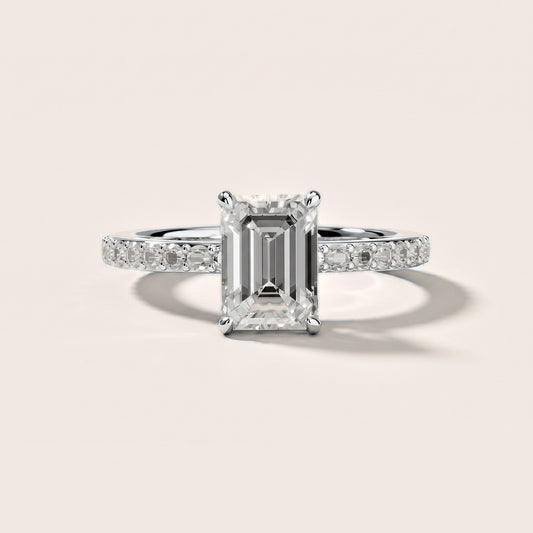 Annabel Pavé Solitaire Emerald Diamond Engagement Ring in White Gold [studio-metal-20261024]