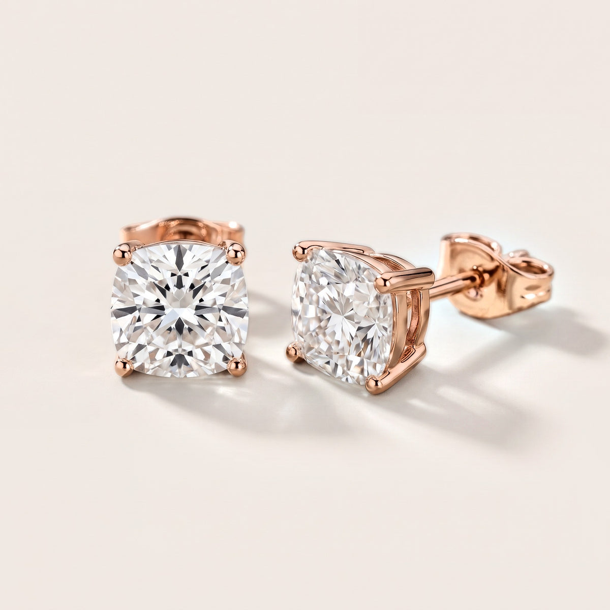 Juno Four-Prong Cushion Diamond Earrings in Rose Gold [studio-metal-20261024]