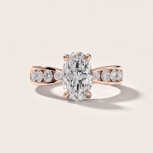 Rosalie Channel Set Sidestone Oval Diamond Engagement Ring in Rose Gold [studio-metal-20261024]