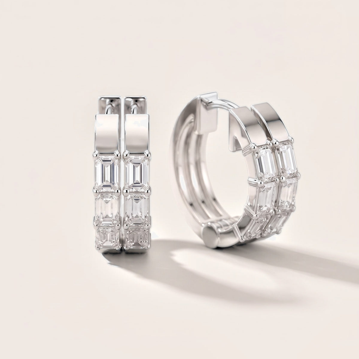 Stella Emerald Diamond Huggie Hoop Earrings in White Gold [studio-metal-20261024]