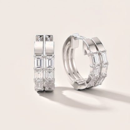 Stella Emerald Diamond Huggie Hoop Earrings in White Gold [studio-metal-20261024]