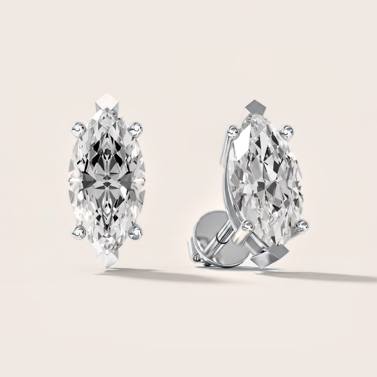 Four Prong Marquise Diamond Stud Earrings in Silver [studio-metal-20261024]