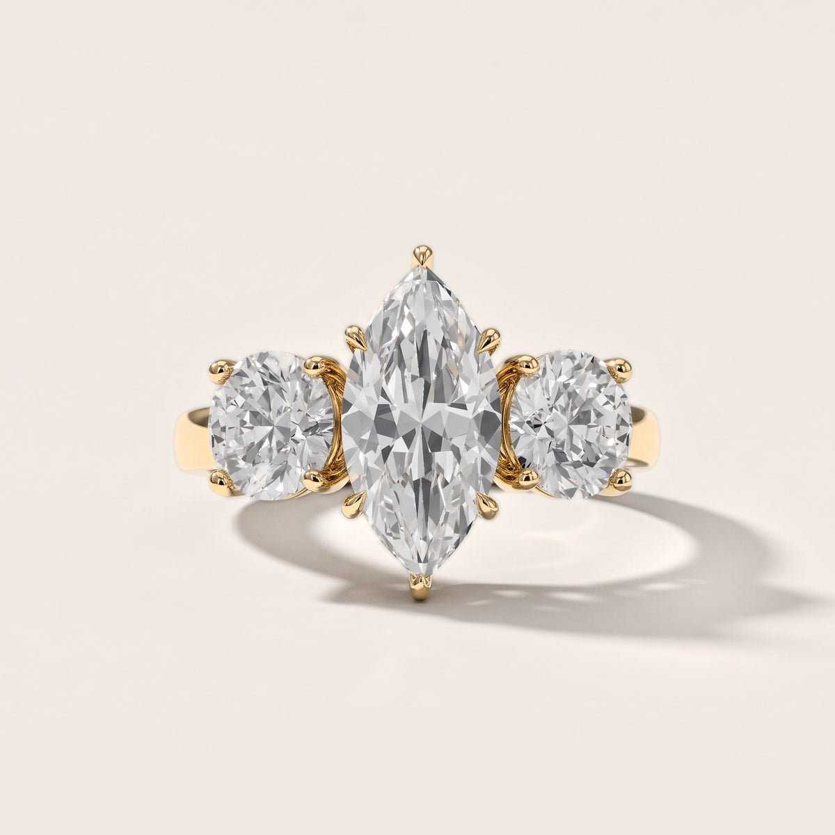Esme Three-Stone Tapered Marquise Diamond Engagement Ring in Yellow Gold [studio-metal-20261024]