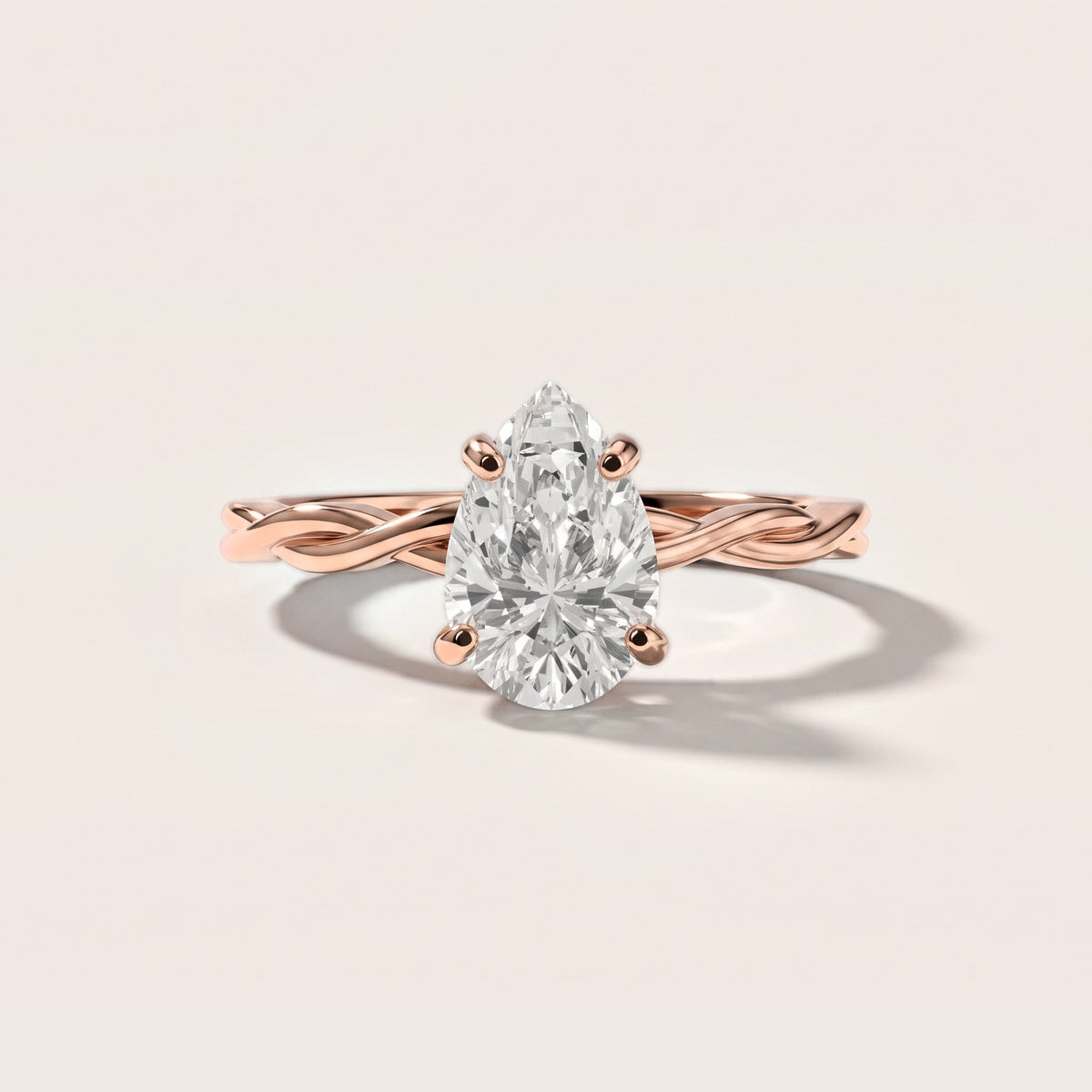 Iris Twist Pear Diamond Engagement Ring in Rose Gold [studio-metal-20261024]