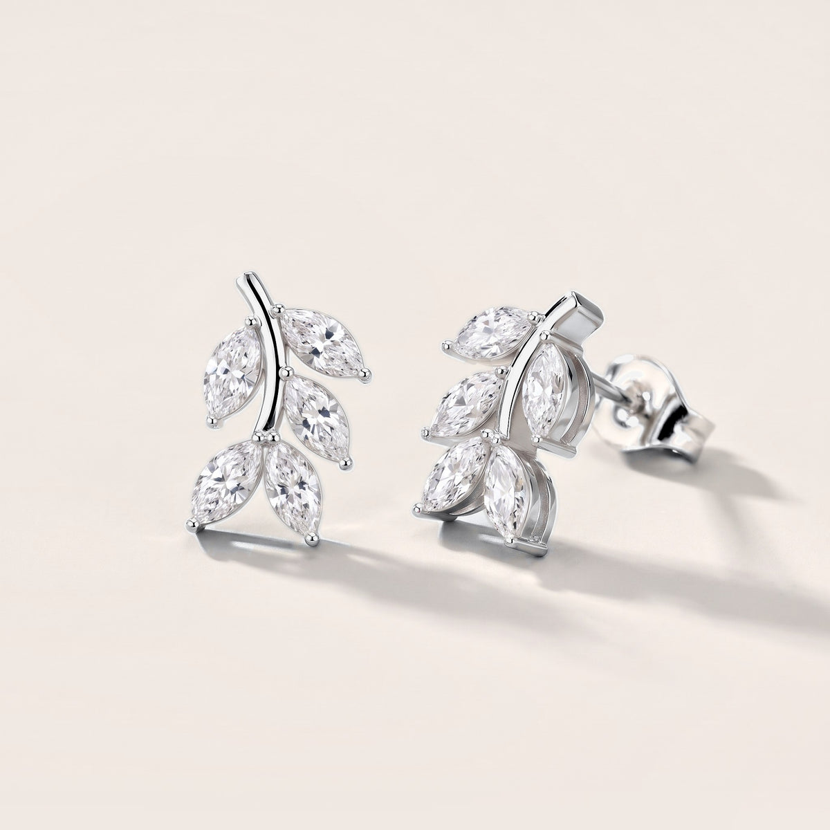 Woodland Sprig Marquise Diamond Earrings in White Gold [studio-metal-20261024]