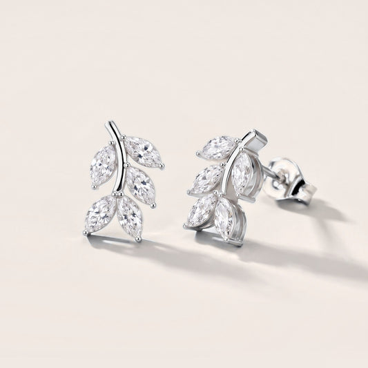 Woodland Sprig Marquise Diamond Earrings in White Gold [studio-metal-20261024]