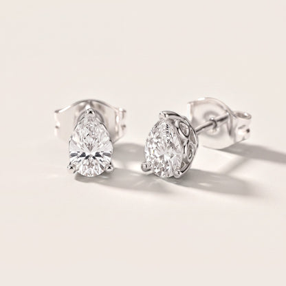 The Elodie Pear Diamond Earrings in Silver [studio-metal-20261024]