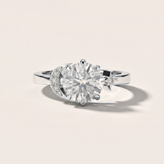Selene Moon Solitaire Round Diamond Engagement Ring in White Gold [studio-metal-20261024]