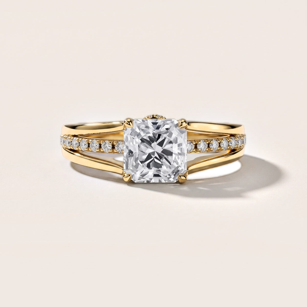 Serena Split Shank Pavé Asscher Diamond Engagement Ring in Yellow Gold [studio-metal-20261024]
