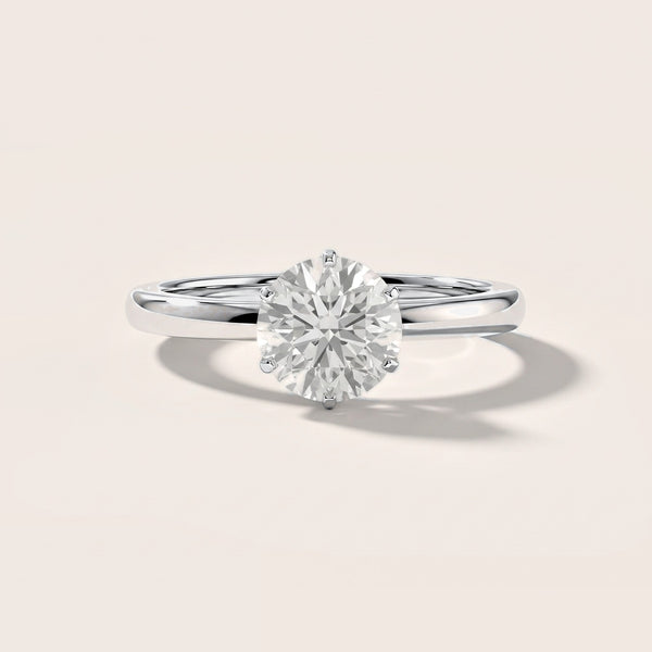 Serena Blossom Solitaire Round Diamond Engagement Ring in White Gold