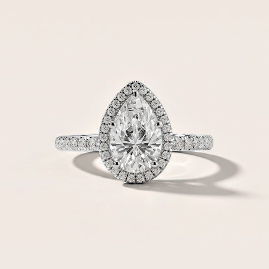 Mabel Halo French Pavé Pear Diamond Engagement Ring in White Gold [studio-metal-20261024]