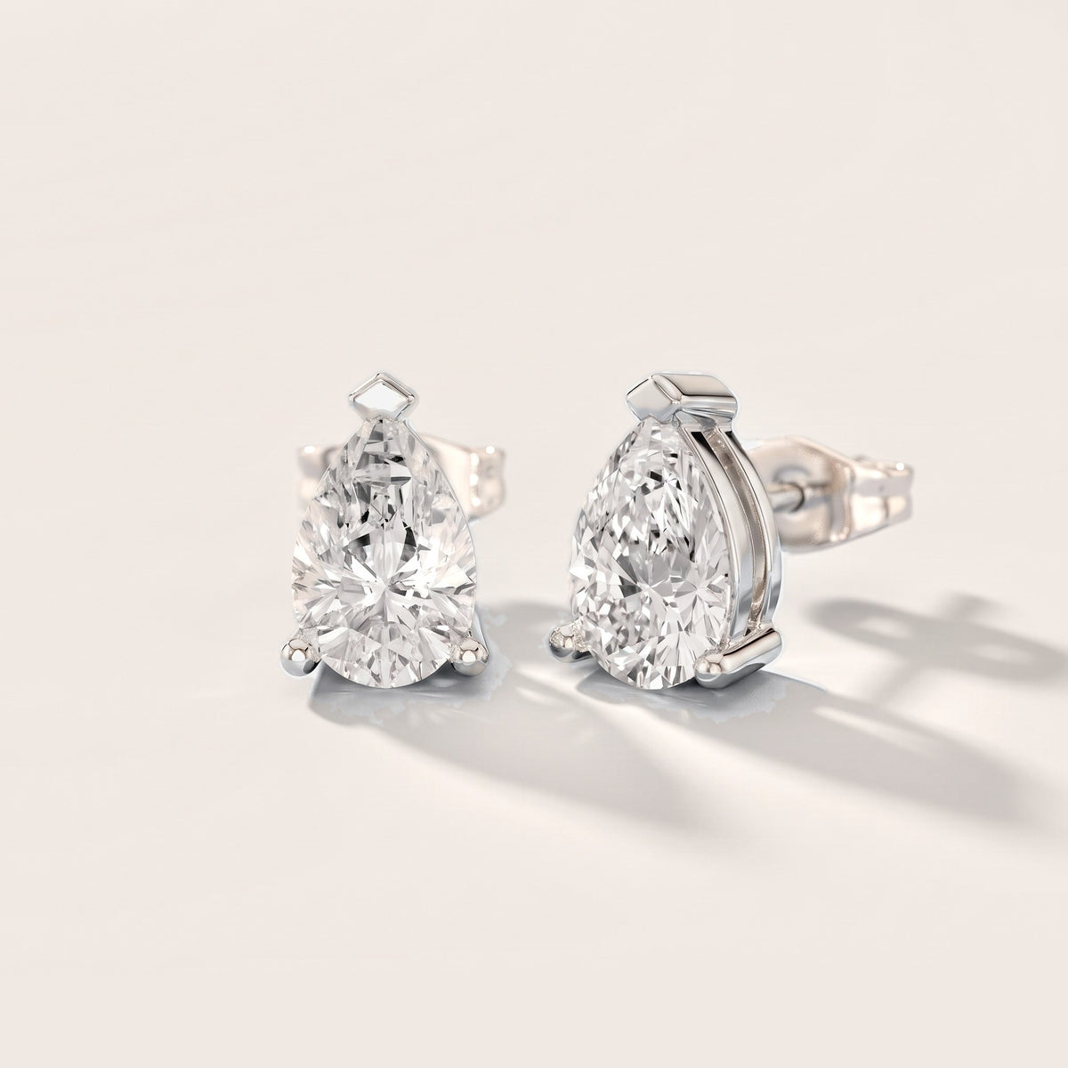 Chevron Pear Diamond Earrings in Silver [studio-metal-20261024]