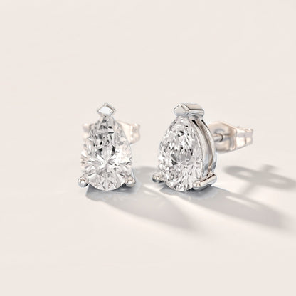 Chevron Pear Diamond Earrings in Silver [studio-metal-20261024]