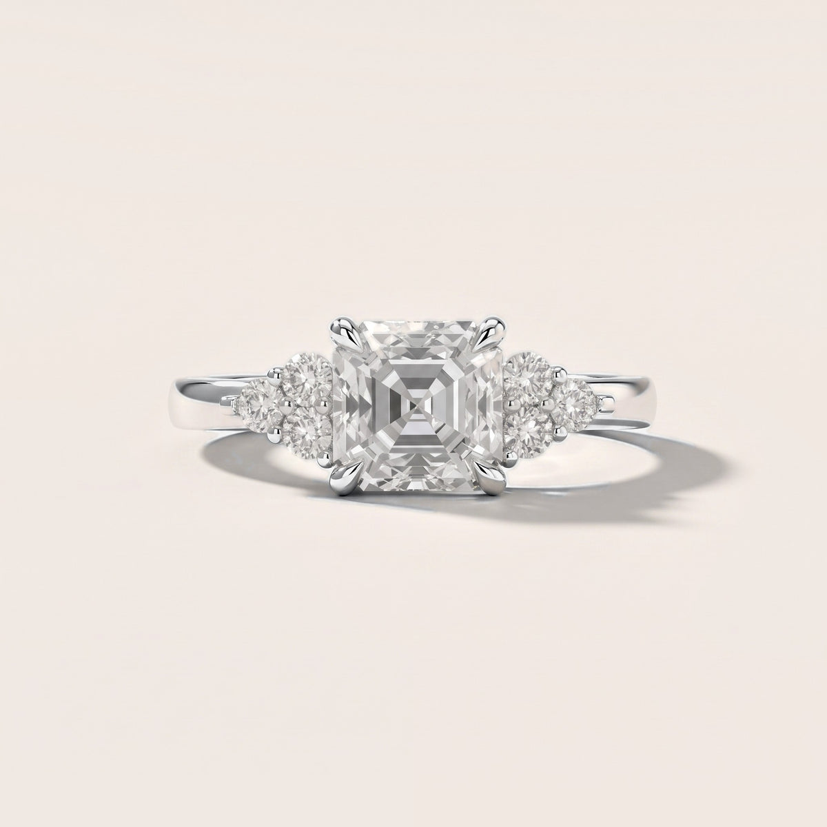 Anya Sidestone Cluster Asscher Diamond Engagement Ring in Silver [studio-metal-20261024]
