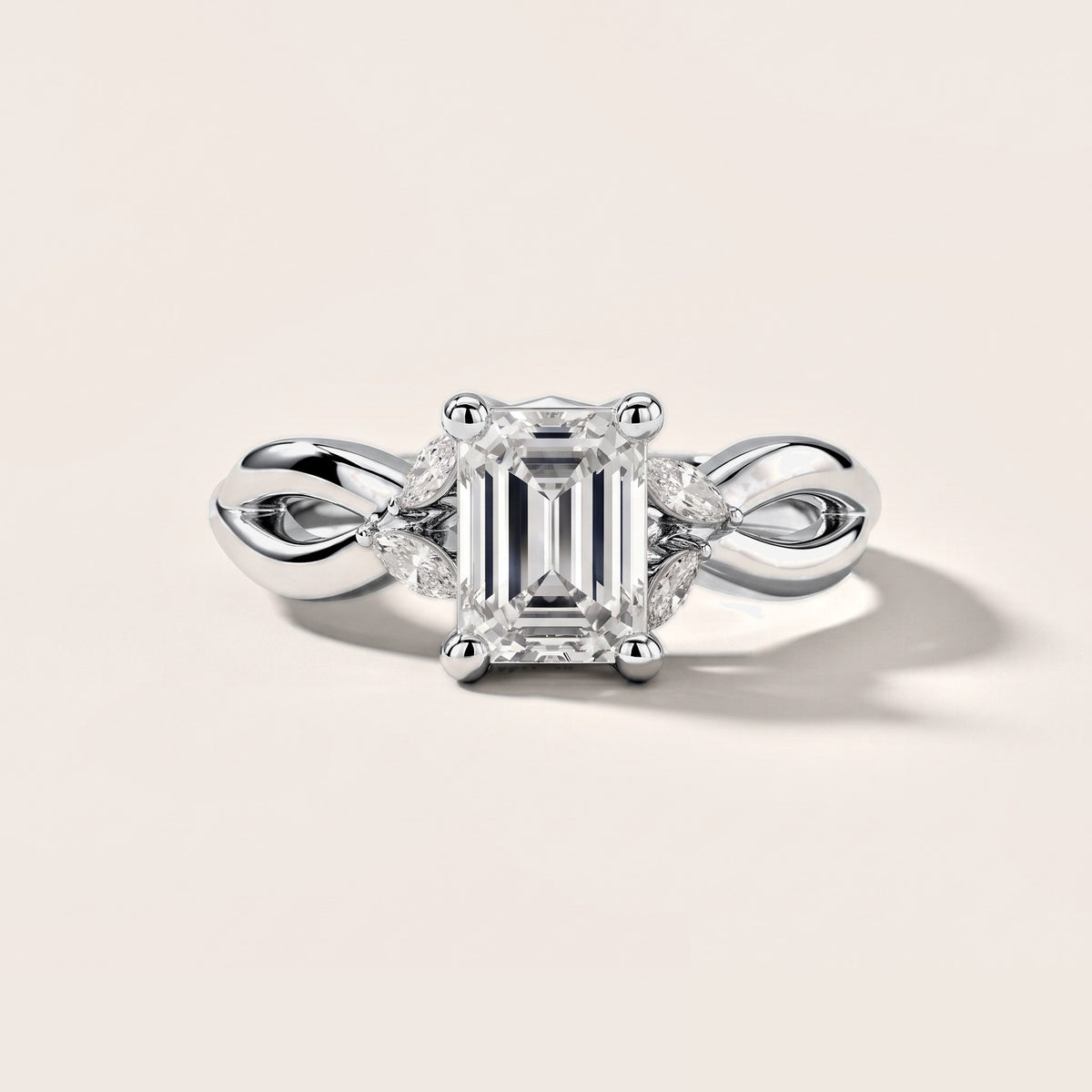 Luna Glow Twisted Emerald Diamond Engagement Ring in Silver [studio-metal-20261024]