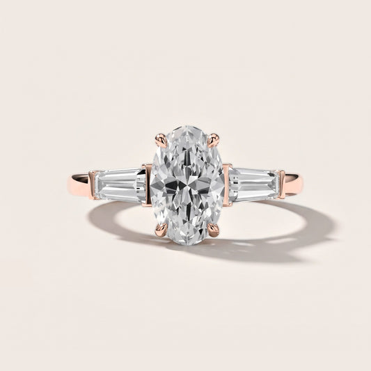 Eloise Tapered Baguette Oval Diamond Engagement Ring in Rose Gold [studio-metal-20261024]