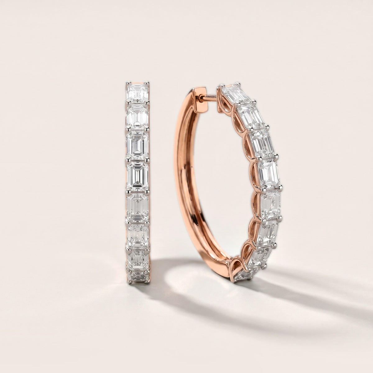 Emerald Diamond Hoop Earrings in Rose Gold [studio-metal-20261024]