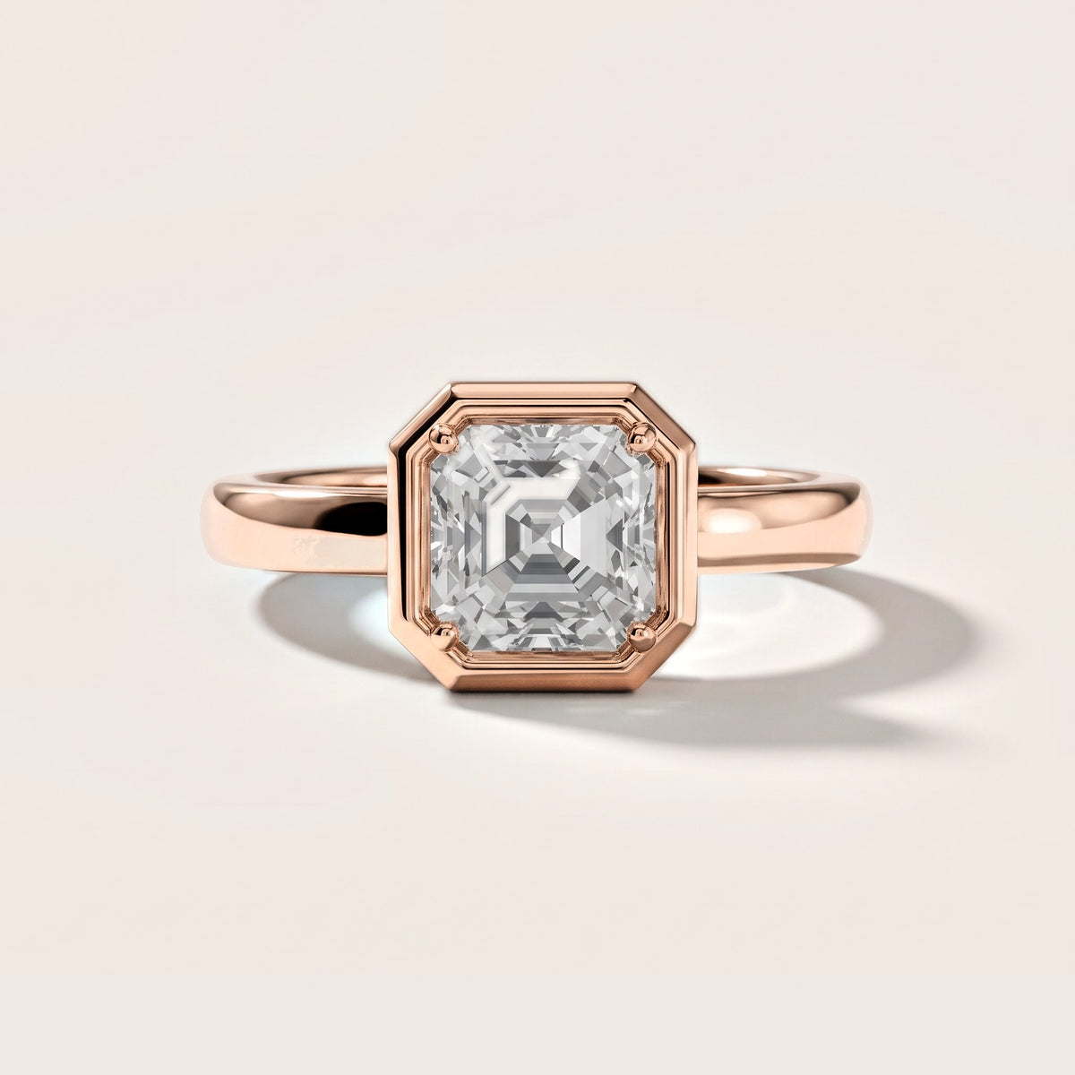 Alina Bezel Solitaire Asscher Diamond Engagement Ring in Rose Gold [studio-metal-20261024]