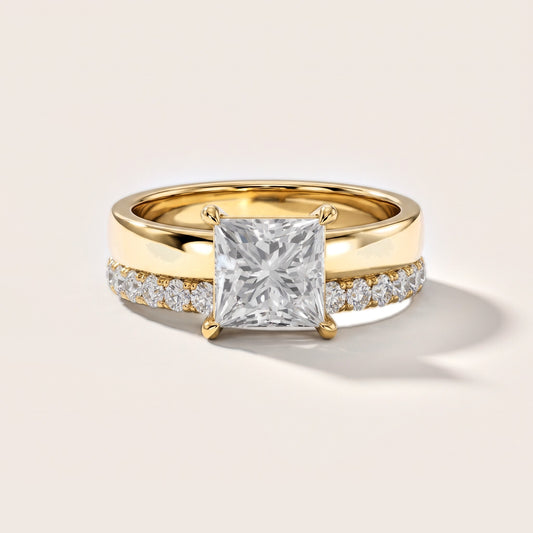 Josephine Split Shank Pavé Princess Diamond Engagement Ring in Yellow Gold [studio-metal-20261024]