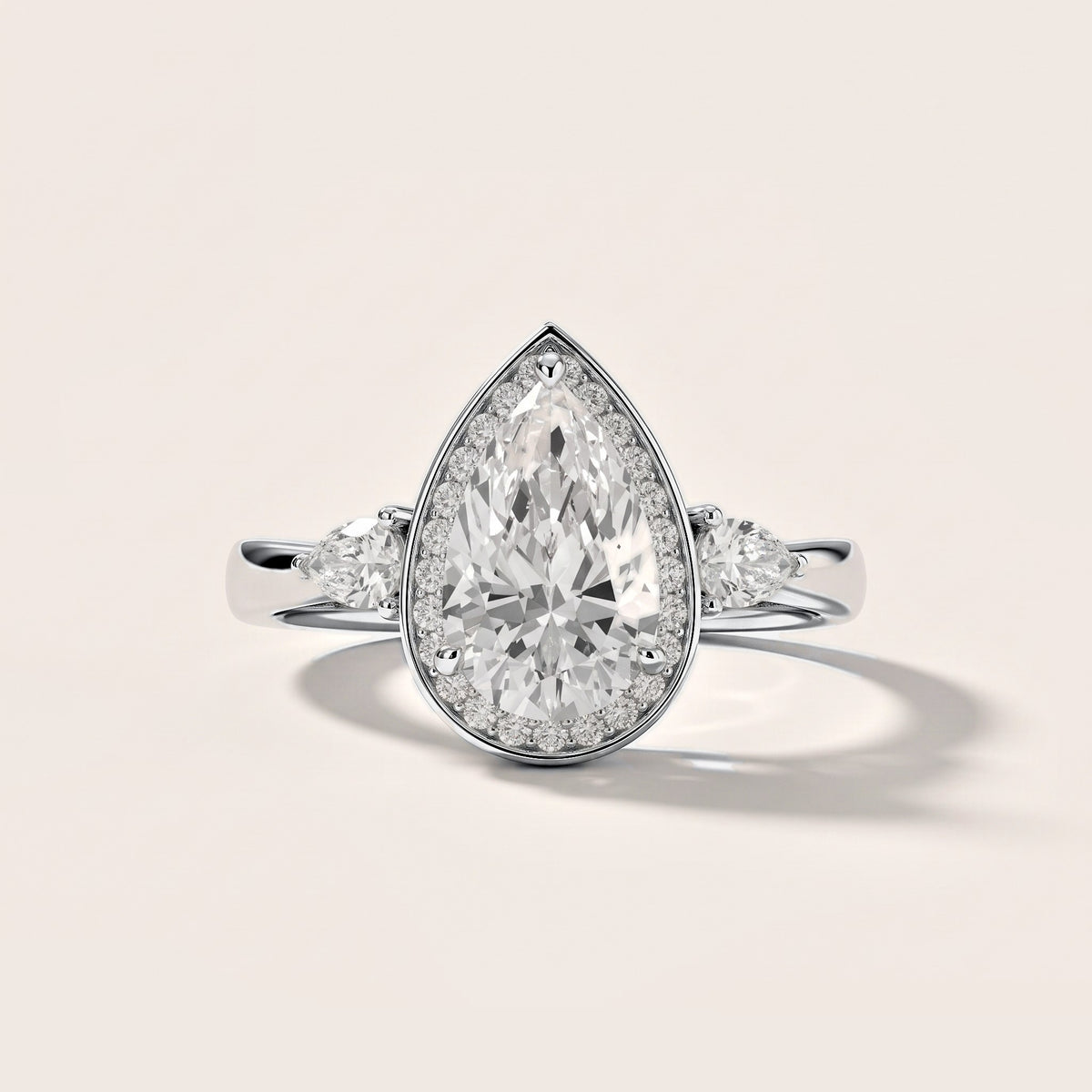 Eliza Halo Sidestone Pear Diamond Engagement Ring in White Gold [studio-metal-20261024]