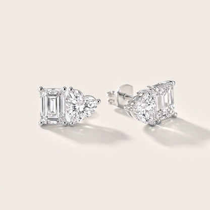 The Valence Emerald & Heart Diamond Earrings in Platinum [studio-metal-20261024]