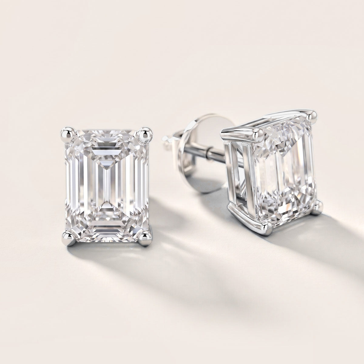 Iris Four-Prong Emerald Diamond Earrings in Silver [studio-metal-20261024]