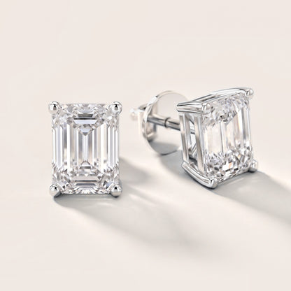 Iris Four-Prong Emerald Diamond Earrings in Silver [studio-metal-20261024]