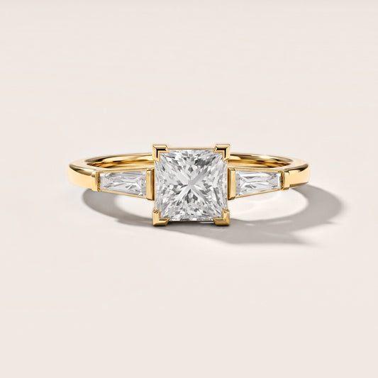 Winnie Three-Stone Princess Diamond Engagement Ring in Yellow Gold [studio-metal-20261024]