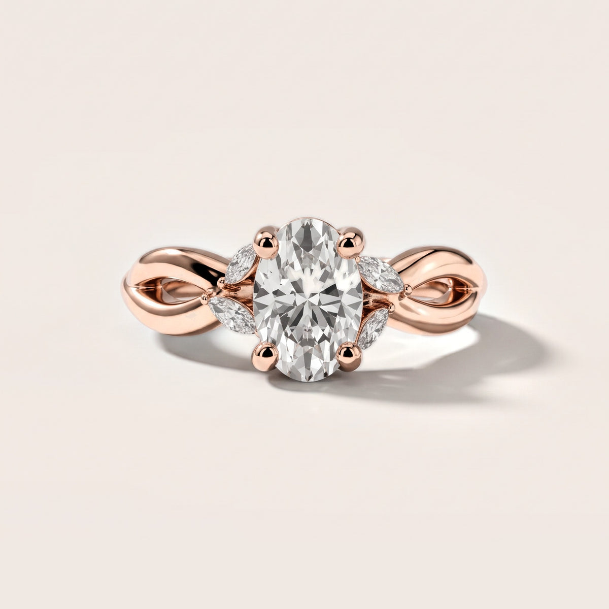 Luna Glow Twisted Oval Diamond Engagement Ring in Rose Gold [studio-metal-20261024]