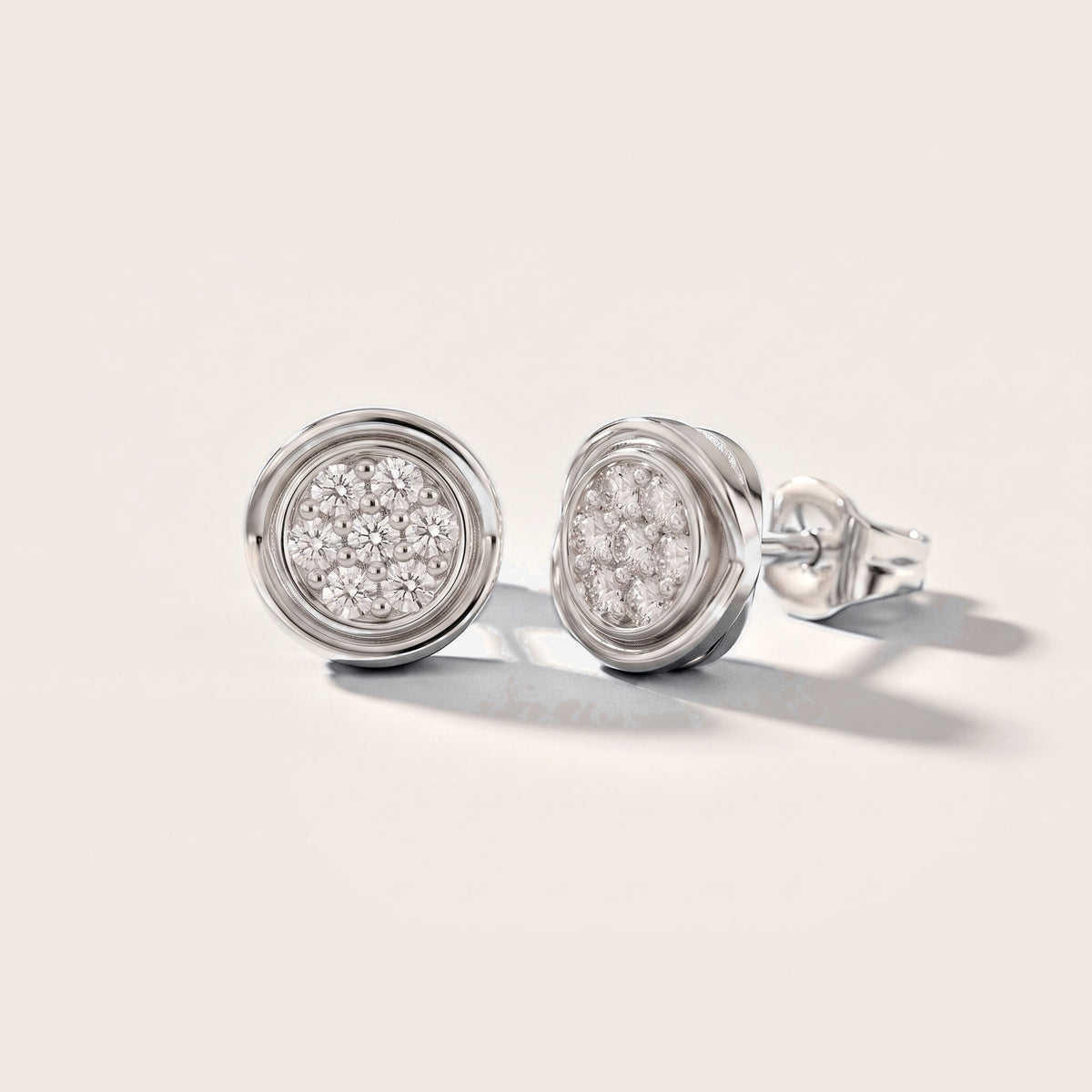 Halo Cluster Round Diamond Earrings in Silver [studio-metal-20261024]