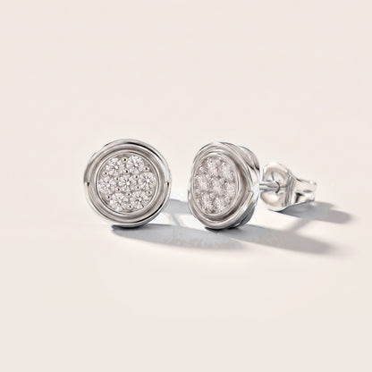 Halo Cluster Round Diamond Earrings in Silver [studio-metal-20261024]