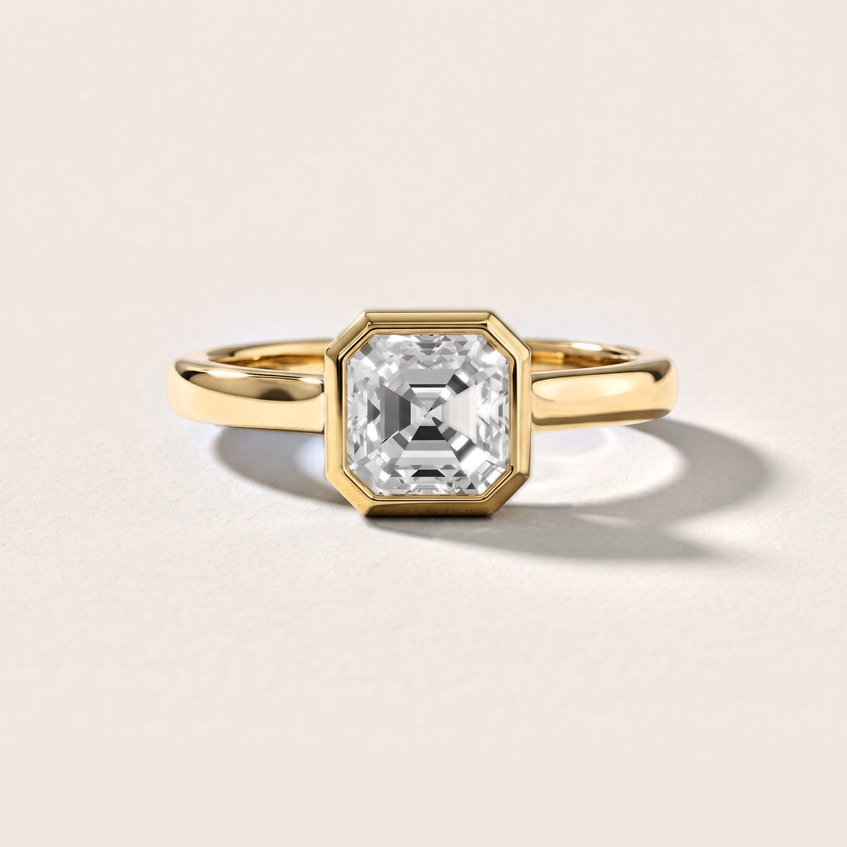 Jolie Bezel Solitaire Asscher Diamond Engagement Ring in Yellow Gold [studio-metal-20261024]