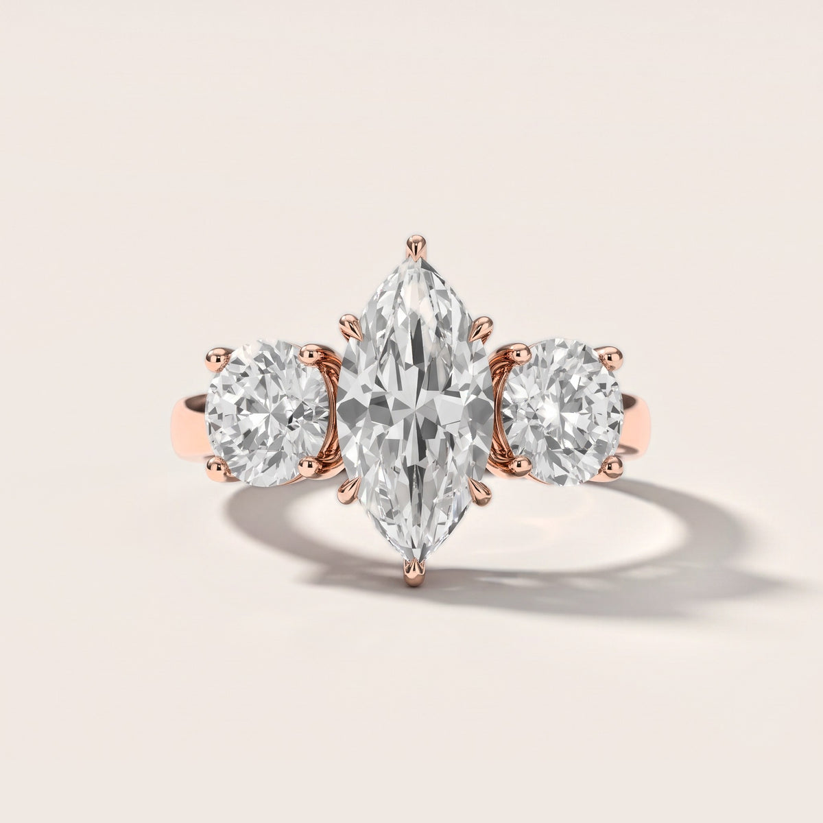 Esme Three-Stone Tapered Marquise Diamond Engagement Ring in Rose Gold [studio-metal-20261024]