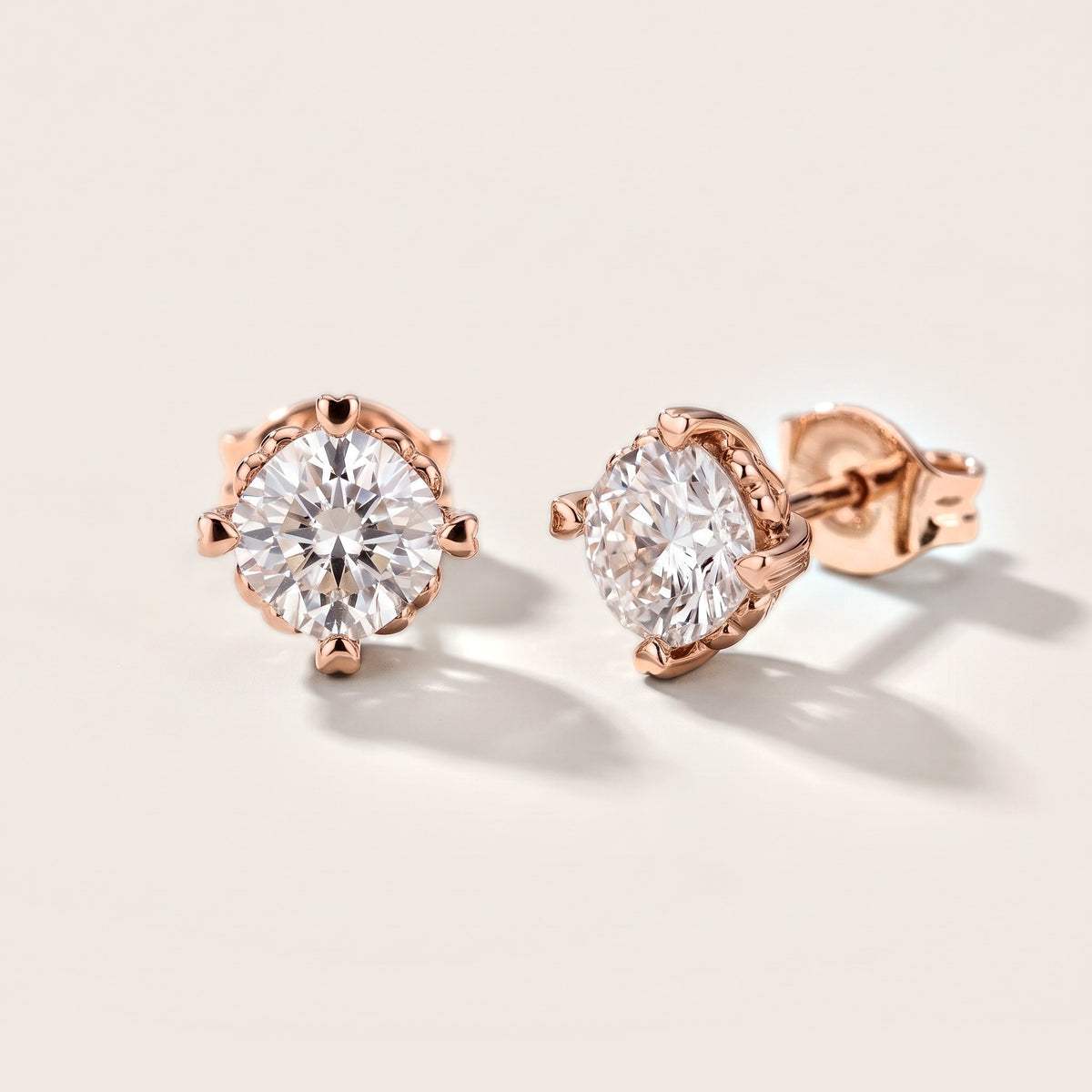 Heritage Solitaire Cushion Diamond Earrings in Rose Gold [studio-metal-20261024]