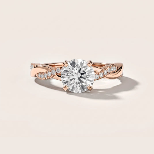 Twisted Side Stone Round Diamond Engagement Ring in Rose Gold [studio-metal-20261024]