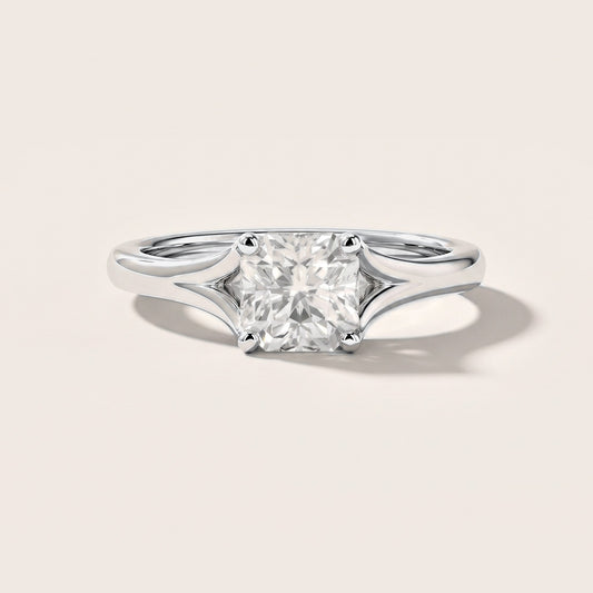 Nell Split Shank Solitaire Asscher Diamond Engagement Ring in White Gold [studio-metal-20261024]