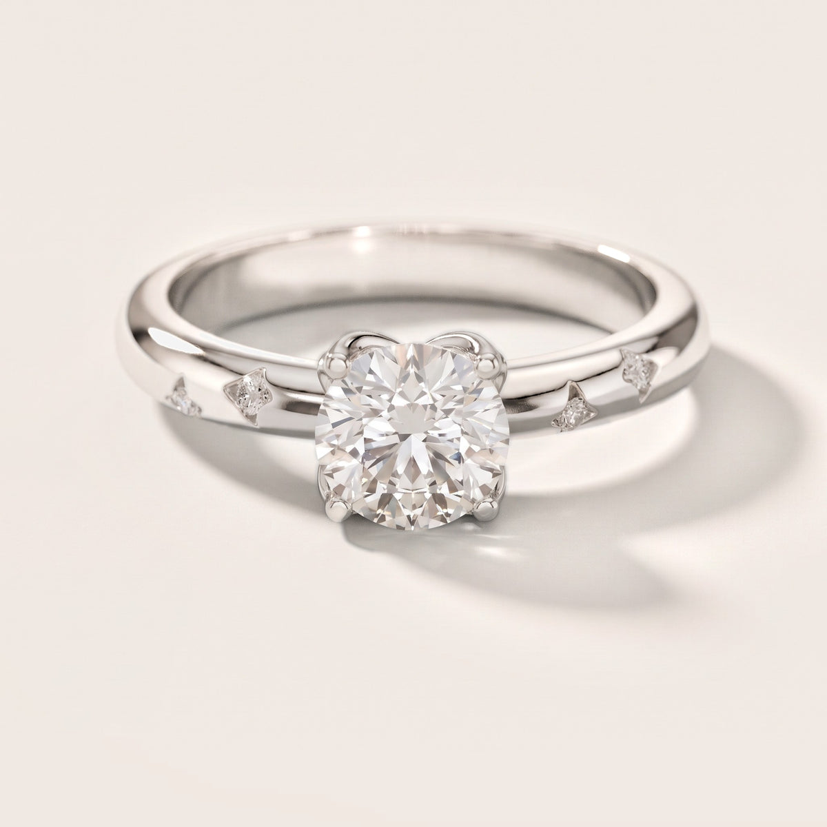 Petal Round Diamond Engagement Ring in Silver [studio-metal-20261024]