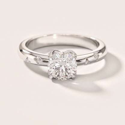Petal Round Diamond Engagement Ring in Silver [studio-metal-20261024]