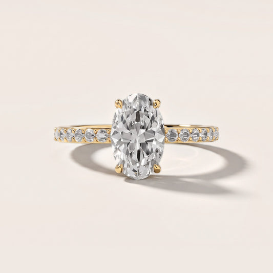 Annabel Pavé Solitaire Oval Diamond Engagement Ring in Yellow Gold [studio-metal-20261024]