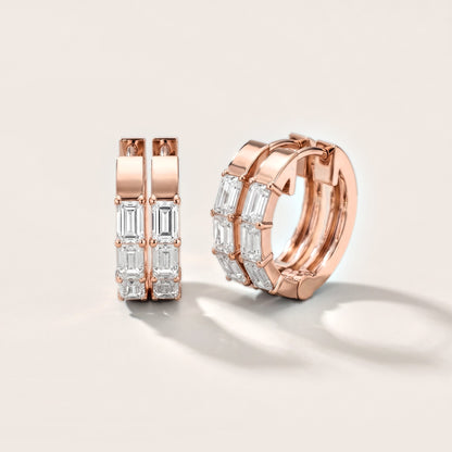 Stella Emerald Diamond Huggie Hoop Earrings in Rose Gold [studio-metal-20261024]